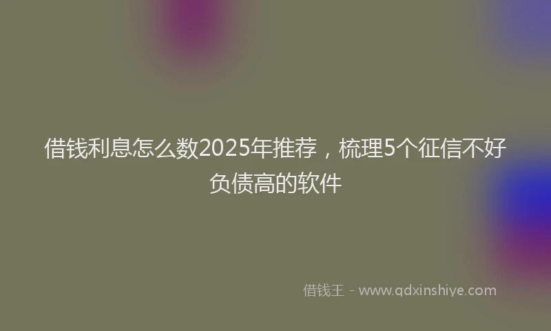 借钱利息怎么数2025年推荐，梳理5个征信不好负债高的软件