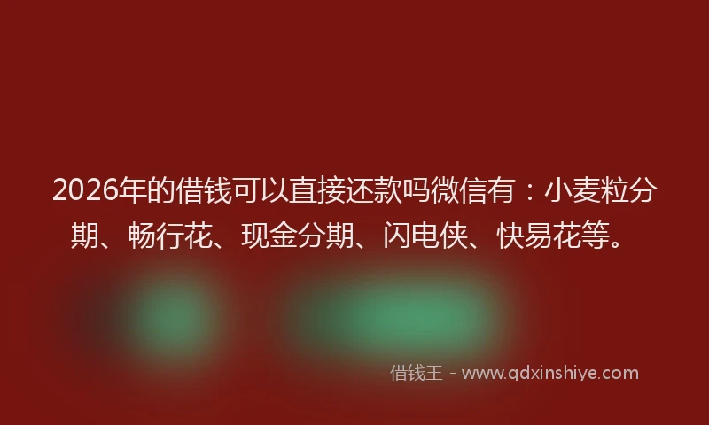 2026年的借钱可以直接还款吗微信有：小麦粒分期、畅行花、现金分期、闪电侠、快易花等。
