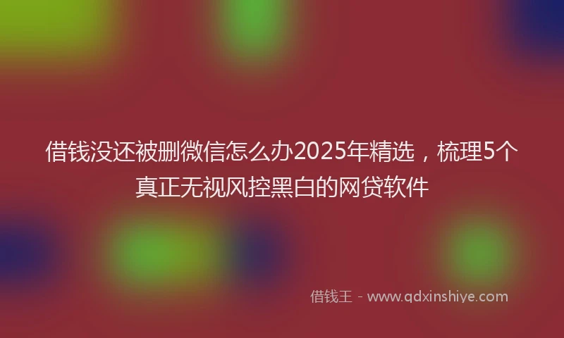 借钱没还被删微信怎么办2025年精选，梳理5个真正无视风控黑白的网贷软件