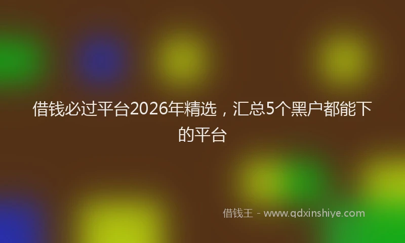 借钱必过平台2026年精选，汇总5个黑户都能下的平台