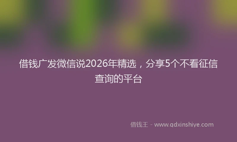 借钱广发微信说2026年精选，分享5个不看征信查询的平台