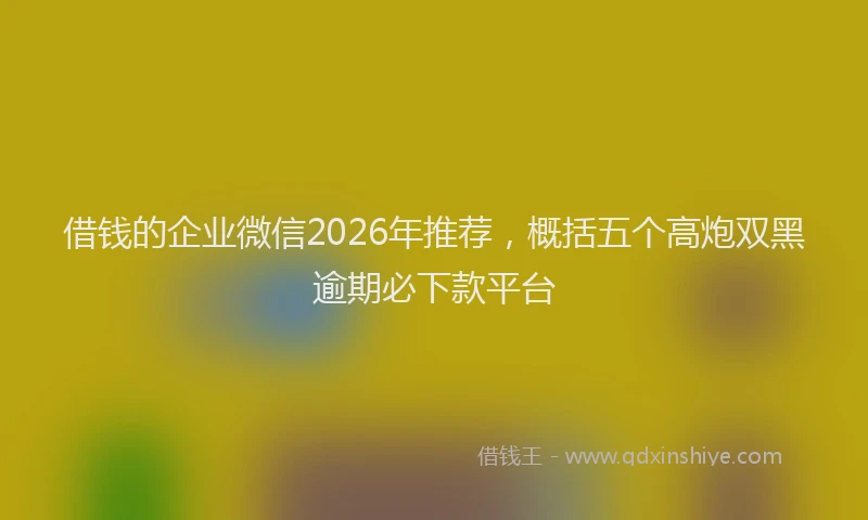 借钱的企业微信2026年推荐，概括五个高炮双黑逾期必下款平台