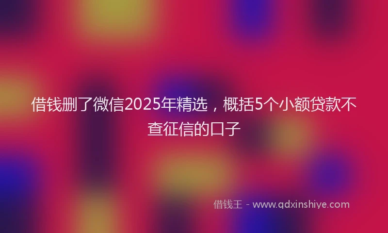 借钱删了微信2025年精选,概括5个小额贷款不查征信的口子