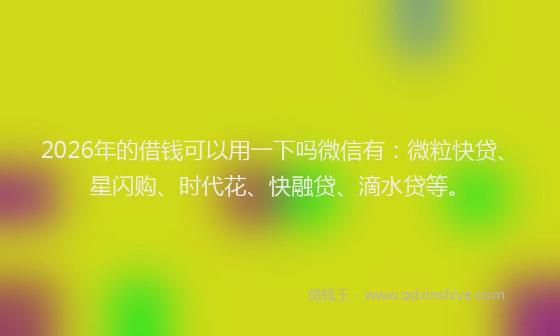 2026年的借钱可以用一下吗微信有：微粒快贷、星闪购、时代花、快融贷、滴水贷等。