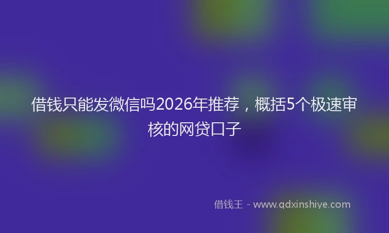 借钱只能发微信吗2026年推荐，概括5个极速审核的网贷口子