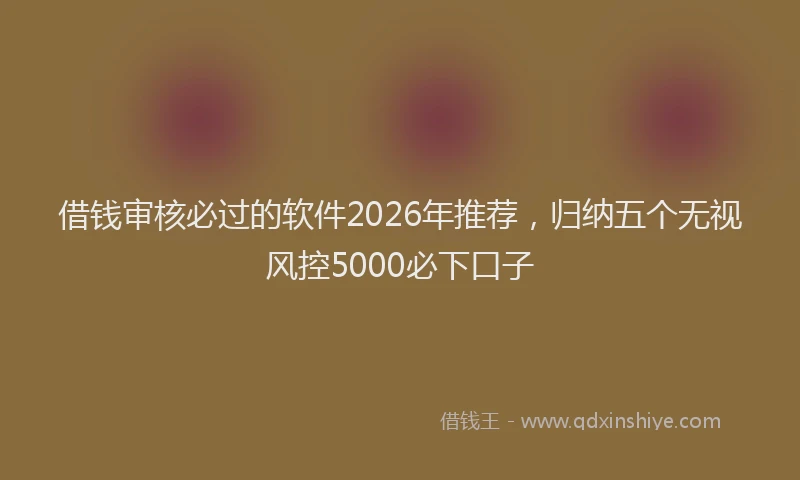 借钱审核必过的软件2026年推荐，归纳五个无视风控5000必下口子