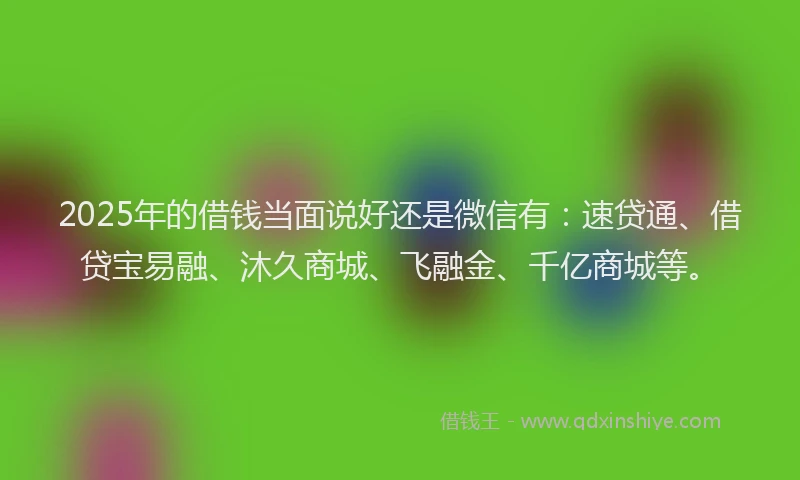 2025年的借钱当面说好还是微信有：速贷通、借贷宝易融、沐久商城、飞融金、千亿商城等。