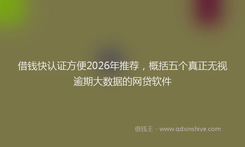 借钱快认证方便2026年推荐,概括五个真正无视逾期大数据的网贷软件