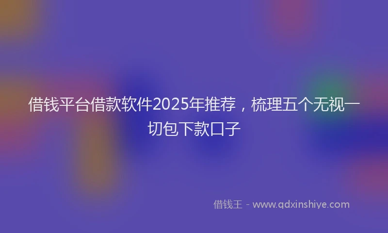借钱平台借款软件2025年推荐，梳理五个无视一切包下款口子