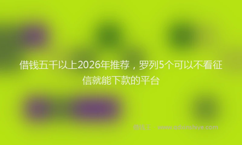 借钱五千以上2026年推荐，罗列5个可以不看征信就能下款的平台