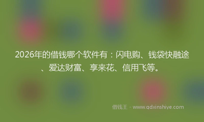 2026年的借钱哪个软件有：闪电购、钱袋快融途、爱达财富、享来花、信用飞等。
