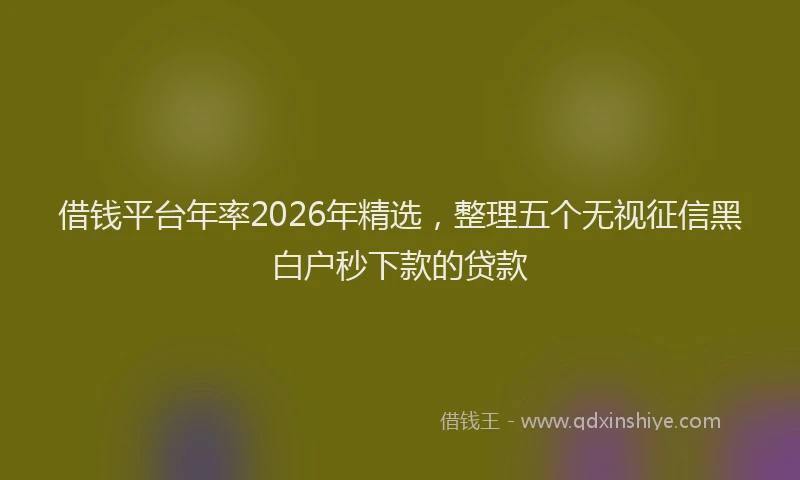 借钱平台年率2026年精选，整理五个无视征信黑白户秒下款的贷款