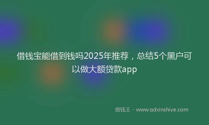 借钱宝能借到钱吗2025年推荐,总结5个黑户可以做大额贷款app