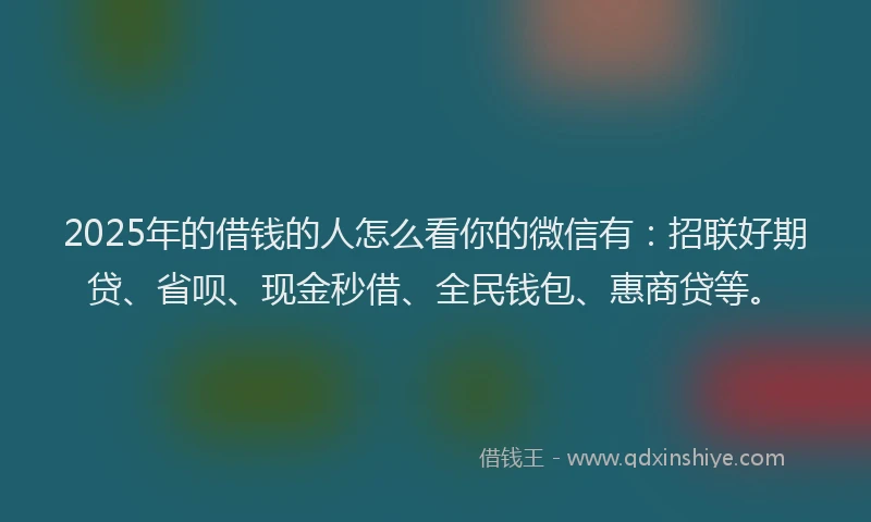 2025年的借钱的人怎么看你的微信有：招联好期贷、省呗、现金秒借、全民钱包、惠商贷等。