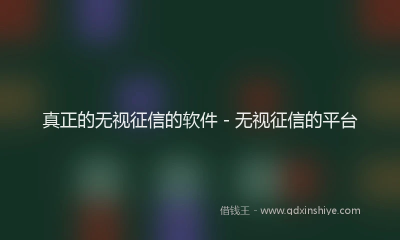 真正的无视征信的软件 - 无视征信的平台