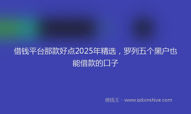 借钱平台那款好点2025年精选，罗列五个黑户也能借款的口子