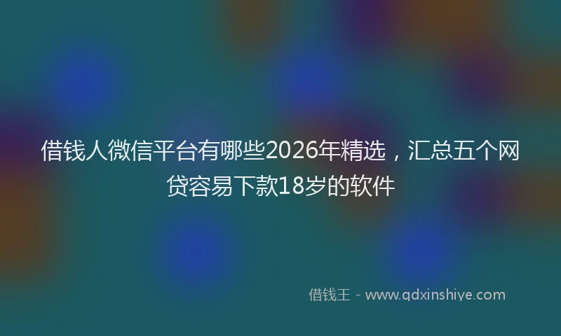 借钱人微信平台有哪些2026年精选,汇总五个网贷容易下款18岁的软件