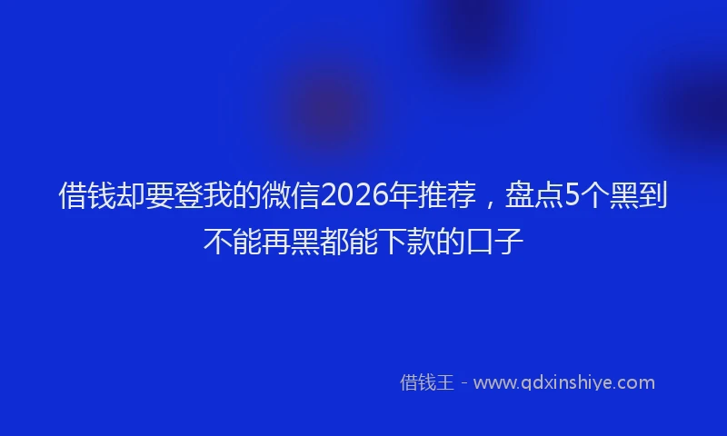 借钱却要登我的微信2026年推荐，盘点5个黑到不能再黑都能下款的口子