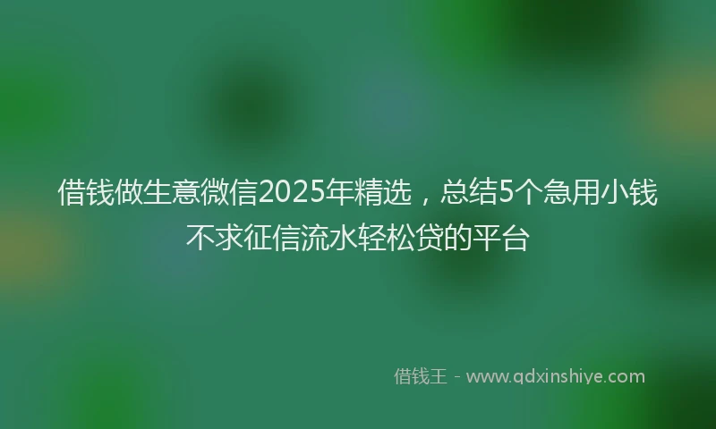 借钱做生意微信2025年精选，总结5个急用小钱不求征信流水轻松贷的平台