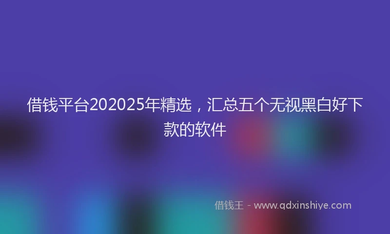 借钱平台202025年精选，汇总五个无视黑白好下款的软件