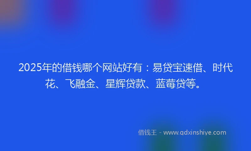 2025年的借钱哪个网站好有：易贷宝速借、时代花、飞融金、星辉贷款、蓝莓贷等。