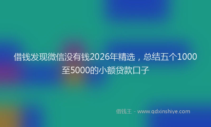 借钱发现微信没有钱2026年精选，总结五个1000至5000的小额贷款口子
