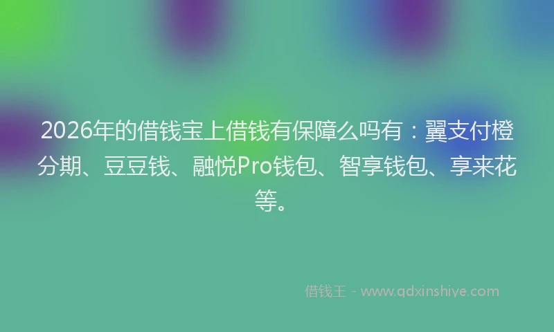 2026年的借钱宝上借钱有保障么吗有：翼支付橙分期、豆豆钱、融悦Pro钱包、智享钱包、享来花等。