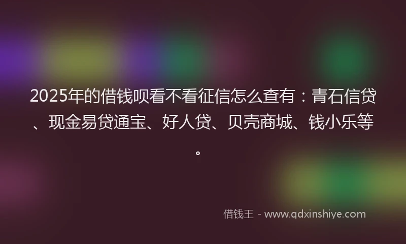 2025年的借钱呗看不看征信怎么查有：青石信贷、现金易贷通宝、好人贷、贝壳商城、钱小乐等。
