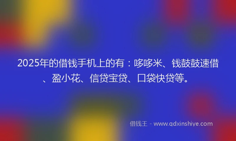 2025年的借钱手机上的有：哆哆米、钱鼓鼓速借、盈小花、信贷宝贷、口袋快贷等。