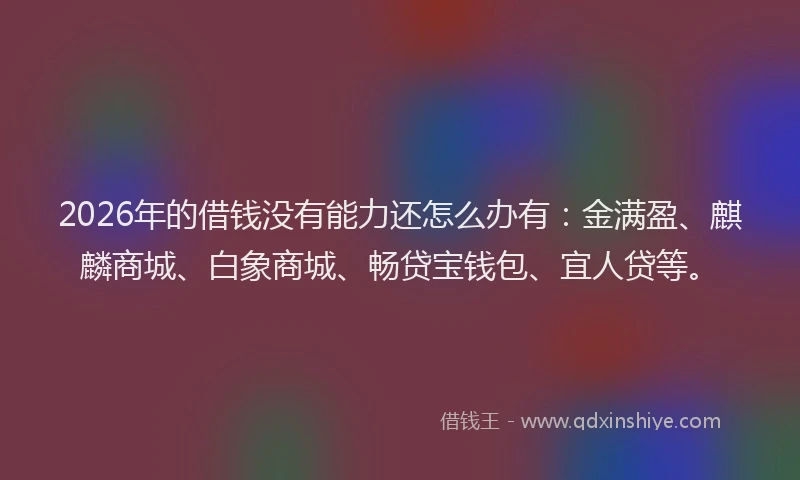 2026年的借钱没有能力还怎么办有：金满盈、麒麟商城、白象商城、畅贷宝钱包、宜人贷等。