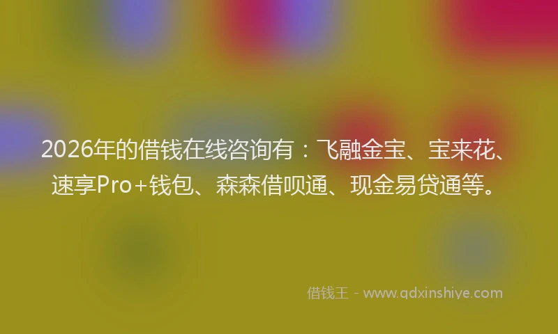 2026年的借钱在线咨询有：飞融金宝、宝来花、速享Pro+钱包、森森借呗通、现金易贷通等。