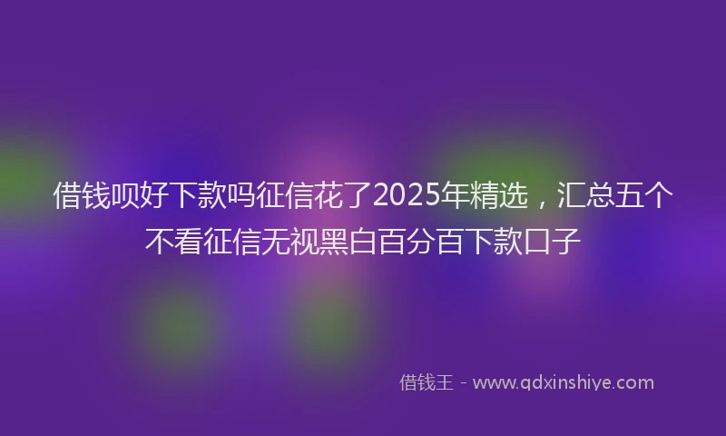 借钱呗好下款吗征信花了2025年精选，汇总五个不看征信无视黑白百分百下款口子