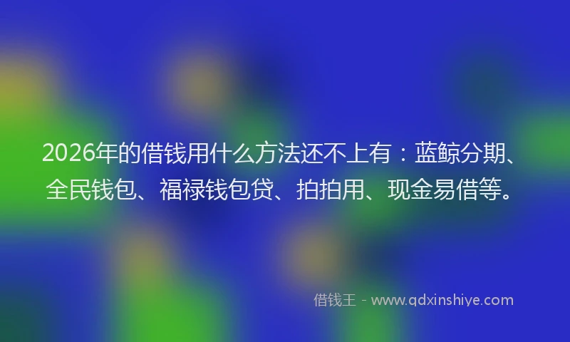 2026年的借钱用什么方法还不上有：蓝鲸分期、全民钱包、福禄钱包贷、拍拍用、现金易借等。
