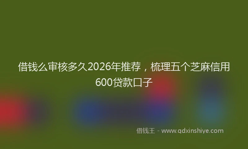 借钱么审核多久2026年推荐，梳理五个芝麻信用600贷款口子