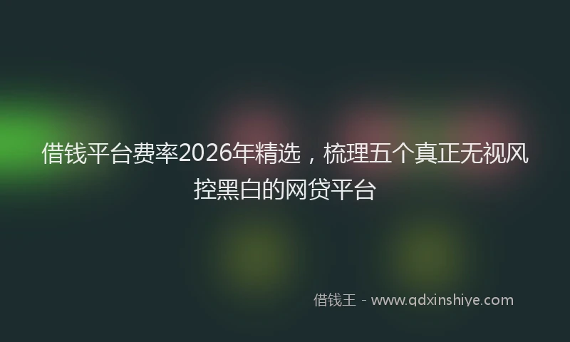 借钱平台费率2026年精选，梳理五个真正无视风控黑白的网贷平台