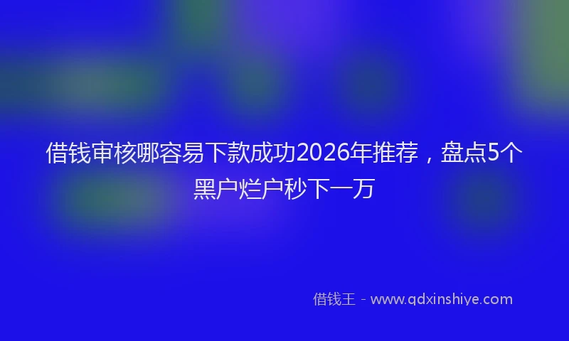 借钱审核哪容易下款成功2026年推荐，盘点5个黑户烂户秒下一万