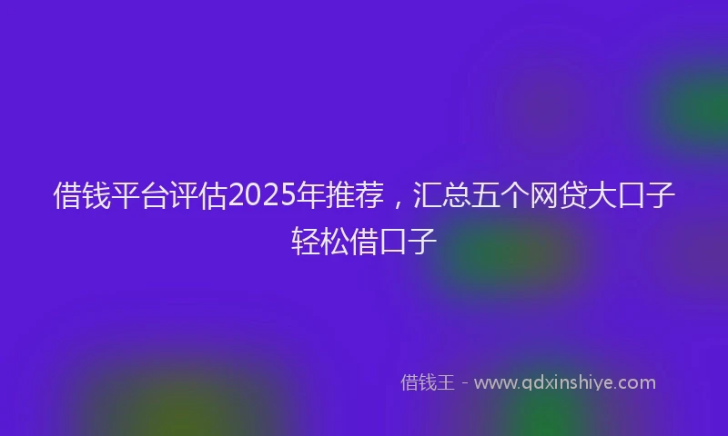 借钱平台评估2025年推荐，汇总五个网贷大口子轻松借口子