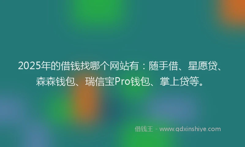 2025年的借钱找哪个网站有:随手借、星愿贷、森森钱包、瑞信宝Pro钱包、掌上贷等。