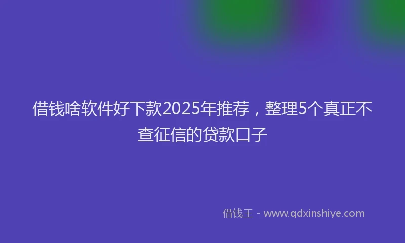 借钱啥软件好下款2025年推荐，整理5个真正不查征信的贷款口子