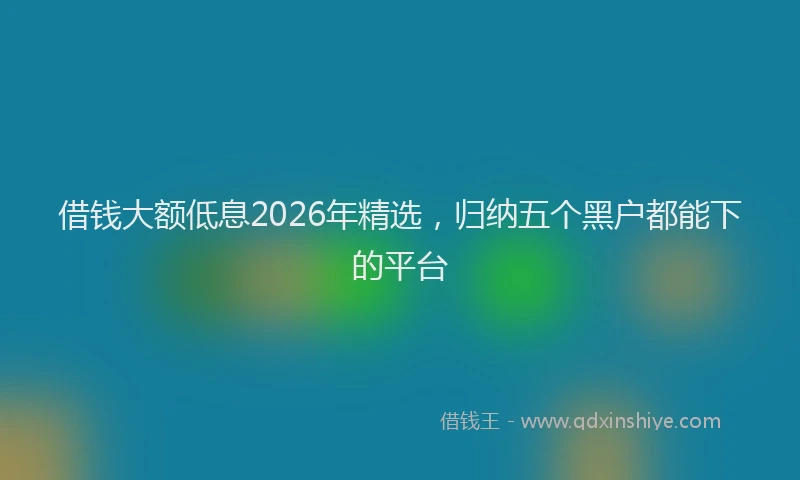 借钱大额低息2026年精选,归纳五个黑户都能下的平台