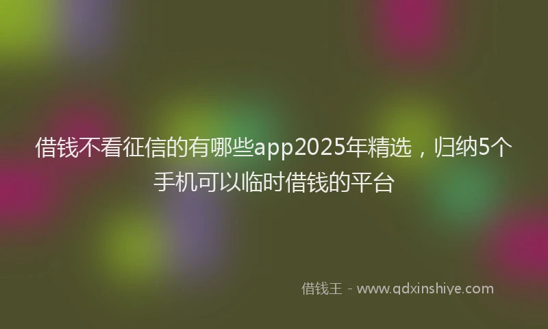 借钱不看征信的有哪些app2025年精选，归纳5个手机可以临时借钱的平台
