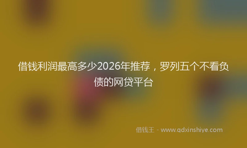 借钱利润最高多少2026年推荐，罗列五个不看负债的网贷平台