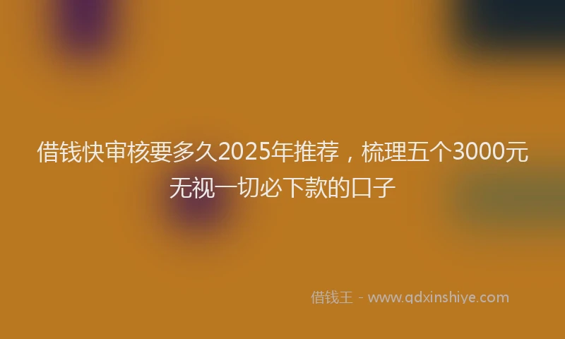 借钱快审核要多久2025年推荐，梳理五个3000元无视一切必下款的口子