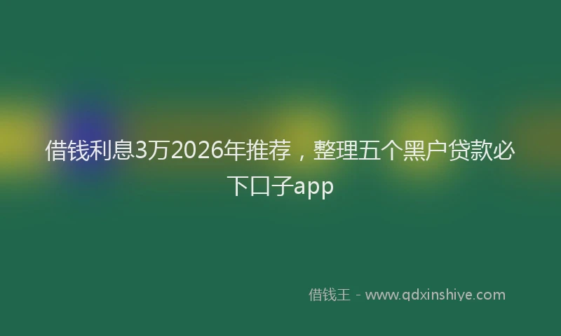 借钱利息3万2026年推荐，整理五个黑户贷款必下口子app