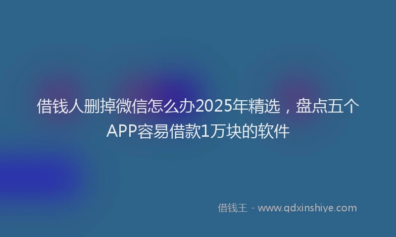 借钱人删掉微信怎么办2025年精选,盘点五个APP容易借款1万块的软件