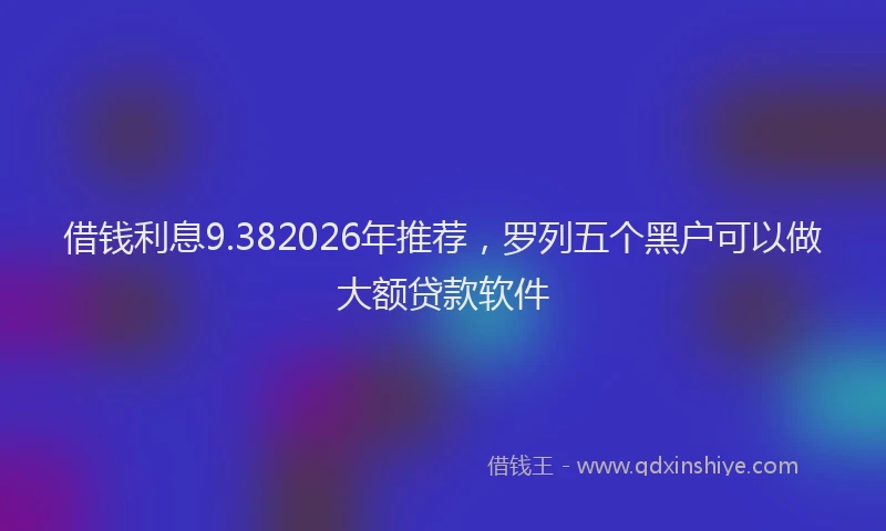 借钱利息9.382026年推荐，罗列五个黑户可以做大额贷款软件