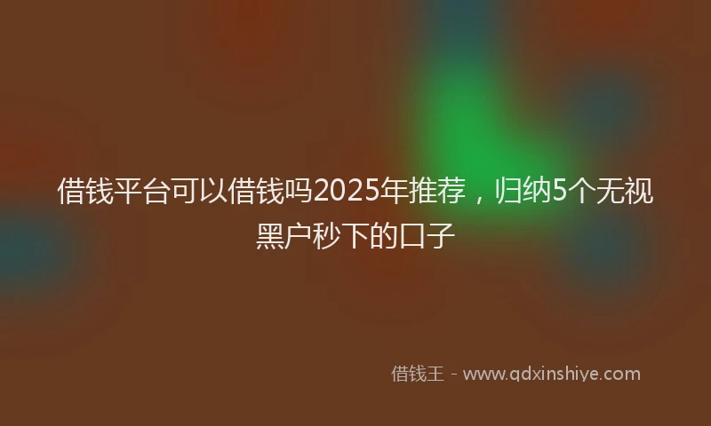 借钱平台可以借钱吗2025年推荐,归纳5个无视黑户秒下的口子