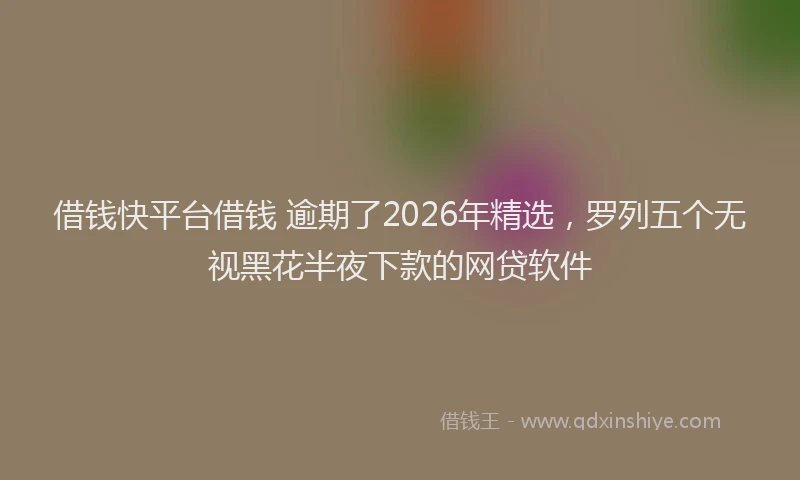 借钱快平台借钱 逾期了2026年精选，罗列五个无视黑花半夜下款的网贷软件