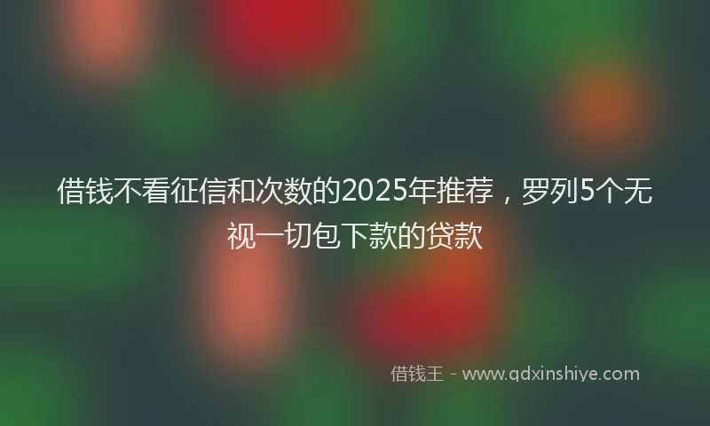 借钱不看征信和次数的2025年推荐，罗列5个无视一切包下款的贷款
