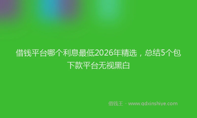 借钱平台哪个利息最低2026年精选，总结5个包下款平台无视黑白